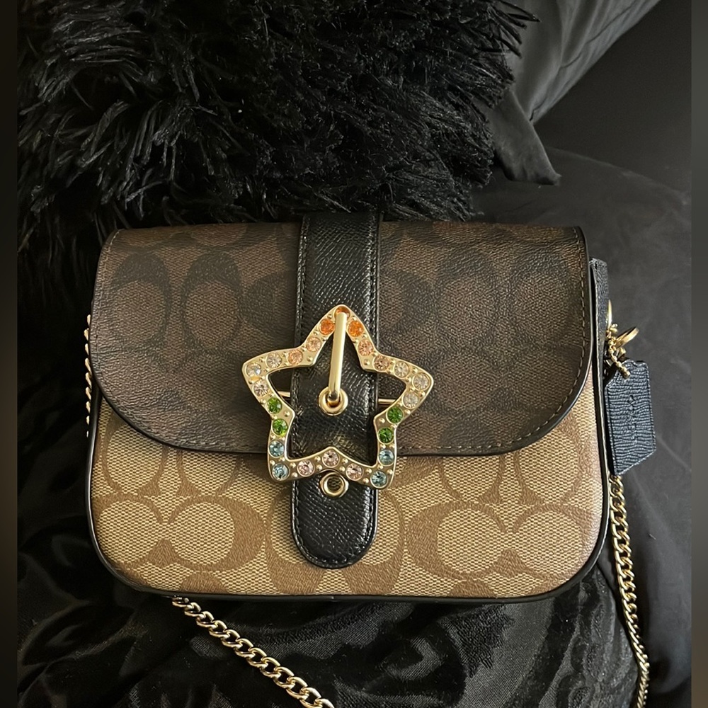 Authentic COACH Gemma Crossbody✨✨In Blocked Signature Canvas With Star Buckle